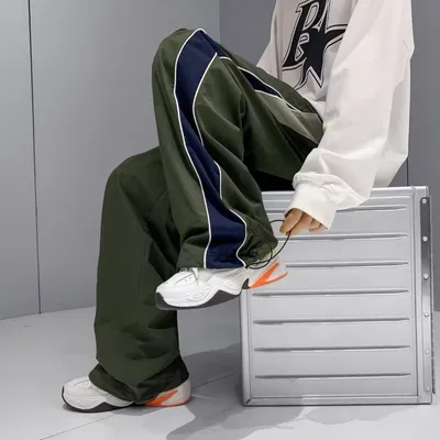 American side striped school uniform pants for men's spring and autumn