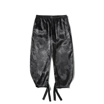 Summer New Men's Chinese Style Loose Large Size Improved Tang Costumes Long Pattern Pants Casual Pants Men's Trendy