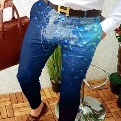 Casual Abstract Contrast Micro-stretch Trousers