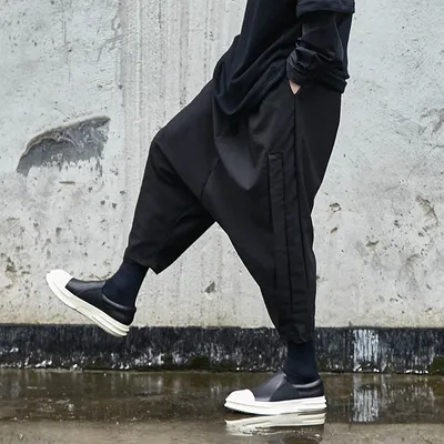 Dark designer low crotch straddles