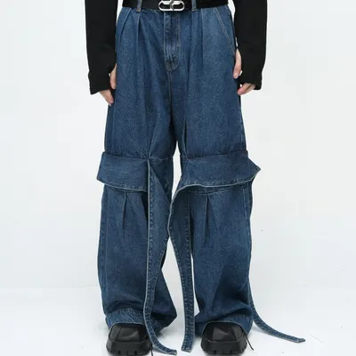 American Niche Deconstructed Design Loose Washed-out Jeans