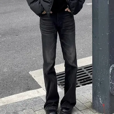 American High Street Retro Black Straight Skinny Jeans For Men