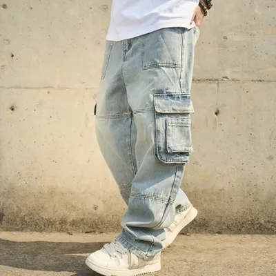 American-style Loose-fit Fashionable Casual Mens Jeans