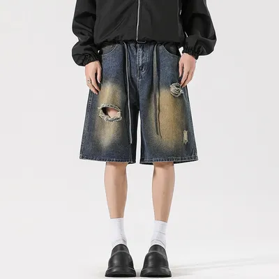 American High Street Make Old Ripped Jeans