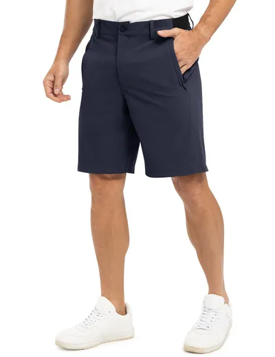 Men's Summer Solid Business Casual Golf 5 Inch Quick Dry Shorts, Loose Fit For Outdoor