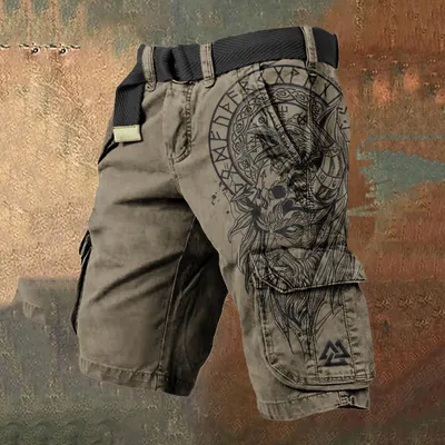 3D Personality Printing Stylish Shorts Zipper Men's Pants