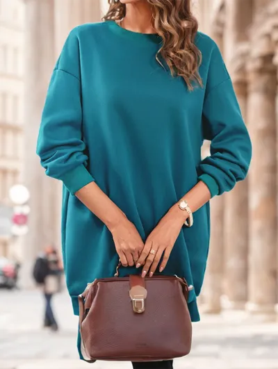 A Plain-colored Knee-length Dress For Ladies