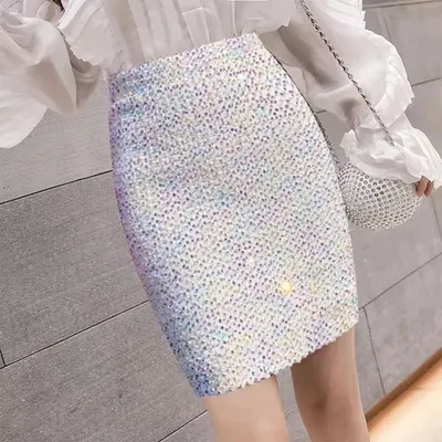 All-Match AutumnWinter Sequin Stretchy Bodycon Skirt