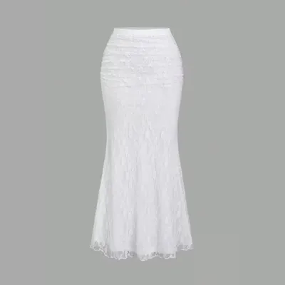 Womens Sheer Lace Hollowed-Out Fishtail Skirt