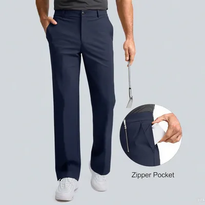 Men Breathable Multi-Pocket Straight Casual Work Trousers Adjustable Waist