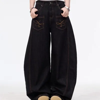 American High Street Inside-out Wear Pocket Embroidered Jeans