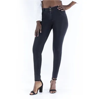-Color Leggings And Denim Sweatpants Mid-waist