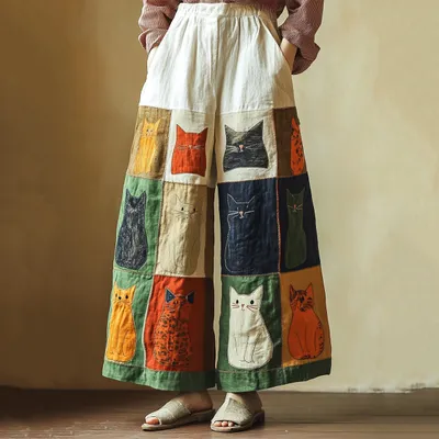 3D-printed Plus-size Casual Pants Wide-leg Athletic Trousers For Summer