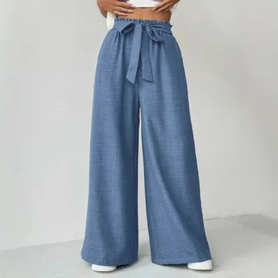Adjustable High Waist Lace-up Knot Loose Trousers