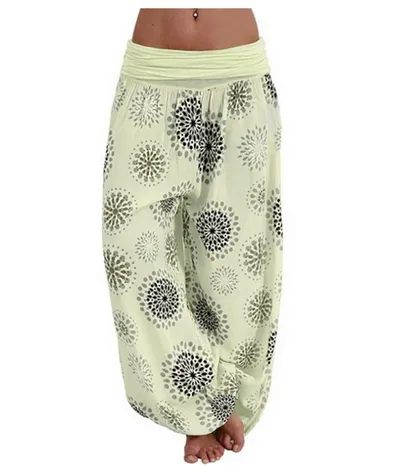  Nouveau Femmes Sarouel Boho Ethnique Chic Jambe Large Pantalon Dames Fitness Pantalon Femme Sarouel
