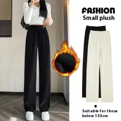 Add Fleece And Thick Wide Leg Pants For Women Small Straight Tube Loose And Thin Corduroy