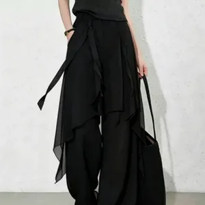 Women's Irregular Hem Wide-leg Pants