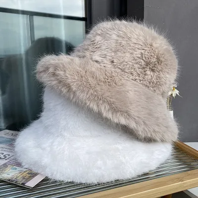 All-match Long Fur Korean Warm Bucket Hat
