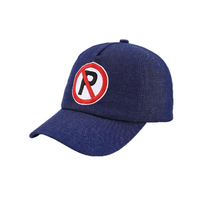 Prohibition P No Parking Sign Embroidered Denim Baseball Cap - American Retro Adjustable Bow-Tip Joke Sun Hat
