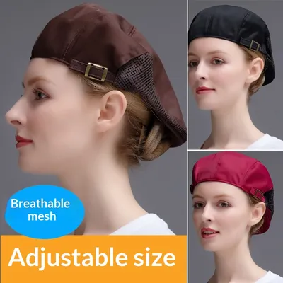 Unisex Chefs Hat Breathable Summer Beret Work Cap For Service Staff