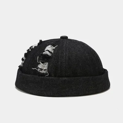 Summer Men's Single-color Light Board Foldable Frayed Washed Vintage Retro Casual Style No-visor Landlord Hat, Suitable For Daily Outdoor Use