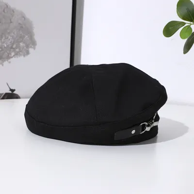 Punk Dark-themed Metal Round Ring Belt Buckle, Four-corner Fedora Hat, Tomboyish Streetwear, Casual And Versatile Hat