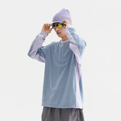 American-style Sports Loose Breathable Quick-drying Sun Protection Drawstring At Hem Round Neck Top For Men