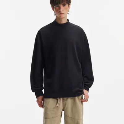 Double-sided Fleece Half Turtleneck Dralon Long-sleeved T-shirt For Autumn And Winter Warmth