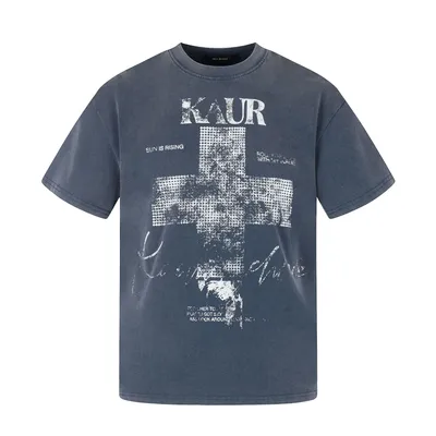Mottled Cross-printed Washed-and-distressed Trendy Top