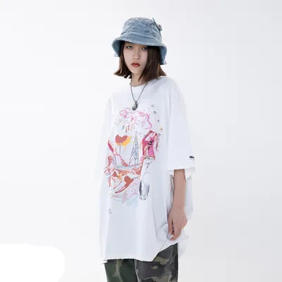 Products National Tide Men'S Men'S Dark Series Distressed Printed Men'S Loose Short Sleeve T-Shirt