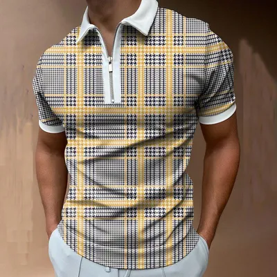 3D Digital Pattern Men's Lapel Short Sleeve