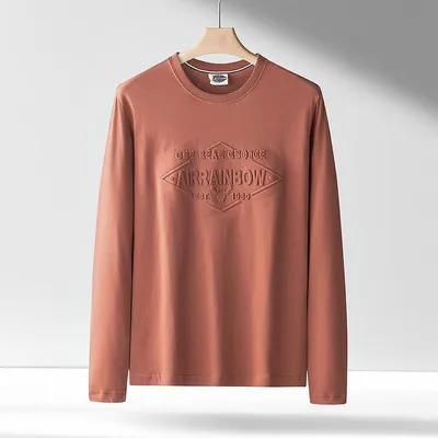100 Pure Cotton Long Sleeve T-shirt Men's Autumn Printed Bottoming Shirt