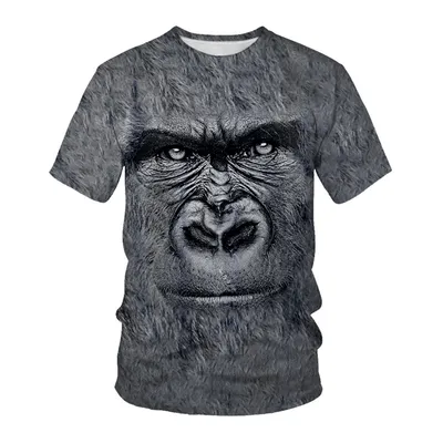 3D Digital Printing Animal Monkey Round Neck Loose Men's Short Sleeve