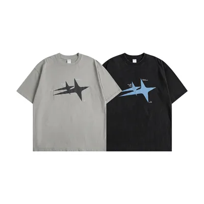 280g Washed T-shirt Men's Short Sleeve Tee Printing