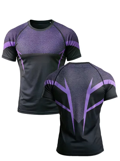 Men Mesh Back Compression T Shirt Short Sleeve Quick Dry Breathable Gym Workout Tops Athletic Running Fitness Undershirt Stretch Sports Base Layer Tee
