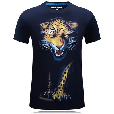 3D Night Leopard Pattern Short-sleeved T-shirt Trend Men's 3D Printing Plus Fat Plus Size T-shirt Half-sleeved