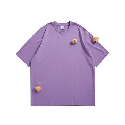  Spring And Summer New Street Fashion Brand Detachable Bear Candy Loose Short Sleeve Lovers T-Shirt