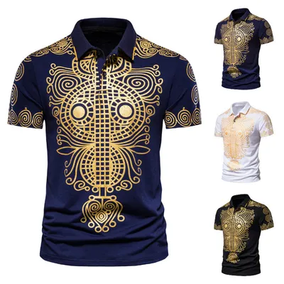  Summer Men Casual Ethnic Short Sleeved
