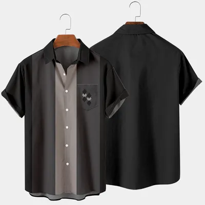 3D Digital Printing Loose Short Sleeve Pocket Shirt Men's Top