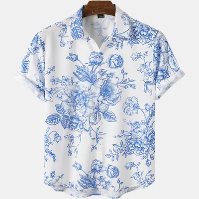 3D Digital Printing Loose Men's Short-sleeve Shirt Top
