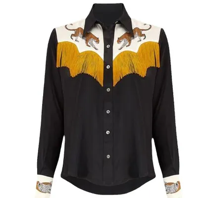 3D Printing Bronzing Printed Men's Small Collar Shirt