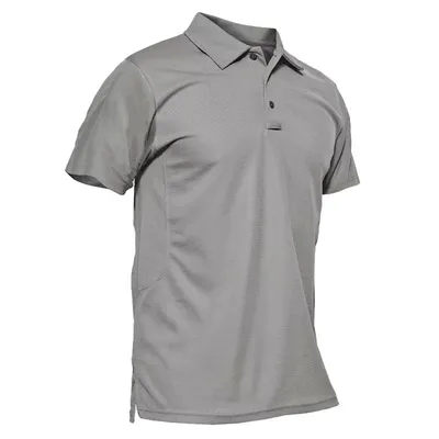 Men's Polo Shirt Breathable Golf Short Sleeve Solid Color Polo Collar T-shirt Large Outdoor Leisure Sports Short Sleeve