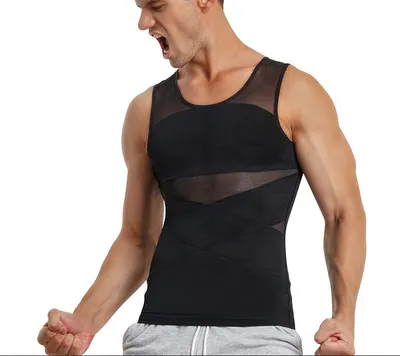 Men's Slim-fit Vest Underwear, Shaping Neoprene, Quick-sweat Compression Chest, Tight Fit, Hides Abs
