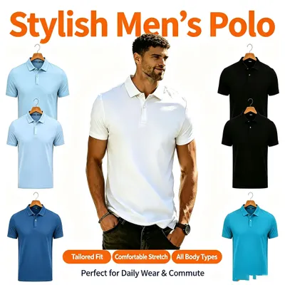 2026 New Cross-border Summer Slim-fit Men's Pure Color Business Casual Short-sleeve Shirts - Trendy Breathable Tops