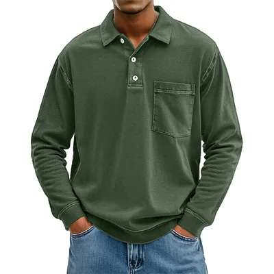 3D Digital Print Men's Button Polo Shirt