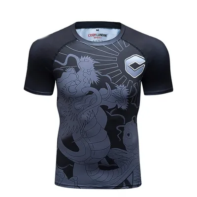 3D Digital Printing Short Sleeve Trendy Men's Quick-drying Fitness Tights