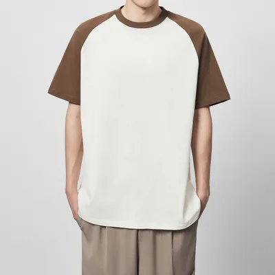 270g Cotton Contrast Color Short-sleeved Raglan Loose T-shirt
