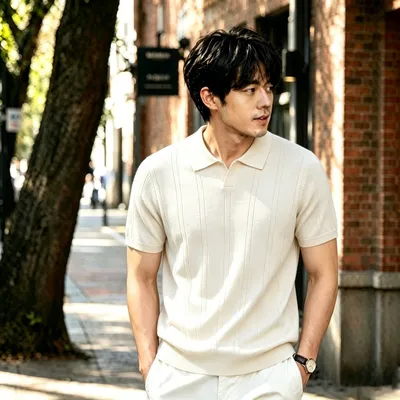 Mens Knitted Casual Short-Sleeve T-Shirt