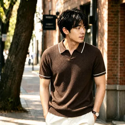 Mens Sophisticated Knit Short-sleeve Top
