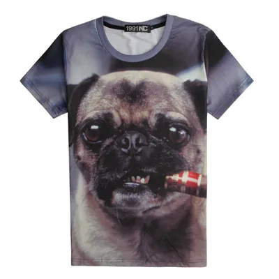 3D Smoking Shar Pei Short Sleeve T-shirt